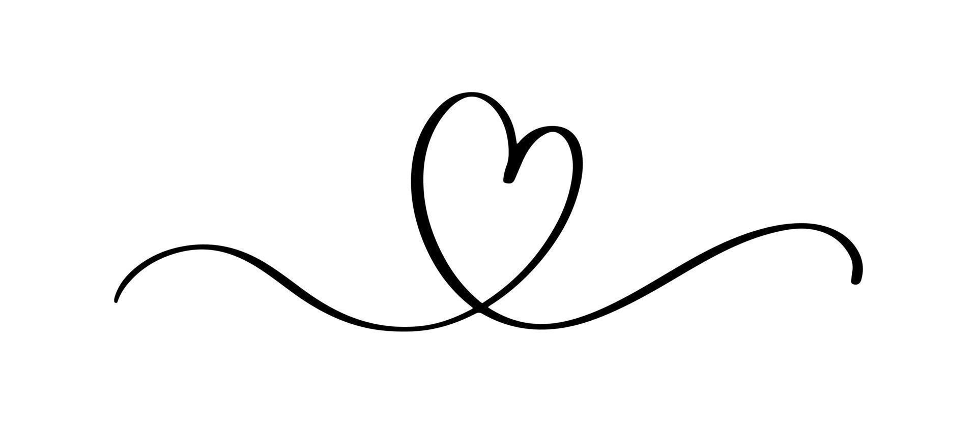 Herz- und Liebesstrudelteiler. hand gezeichnete skizze im gekritzelstil. durchgehende Linie Scribble Herz Thread Vektor Illustration. liebes- und hochzeitskonzept.