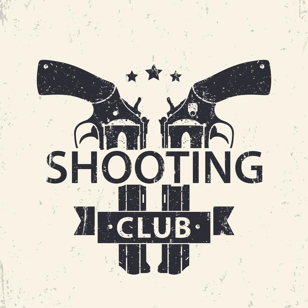 skytte klubbens logotyp, skylt med två korsade revolvrar, handeldvapen, vektorillustration vektor