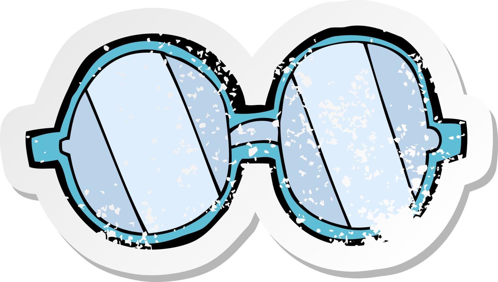 Retro-Distressed-Aufkleber einer Cartoon-Brille vektor
