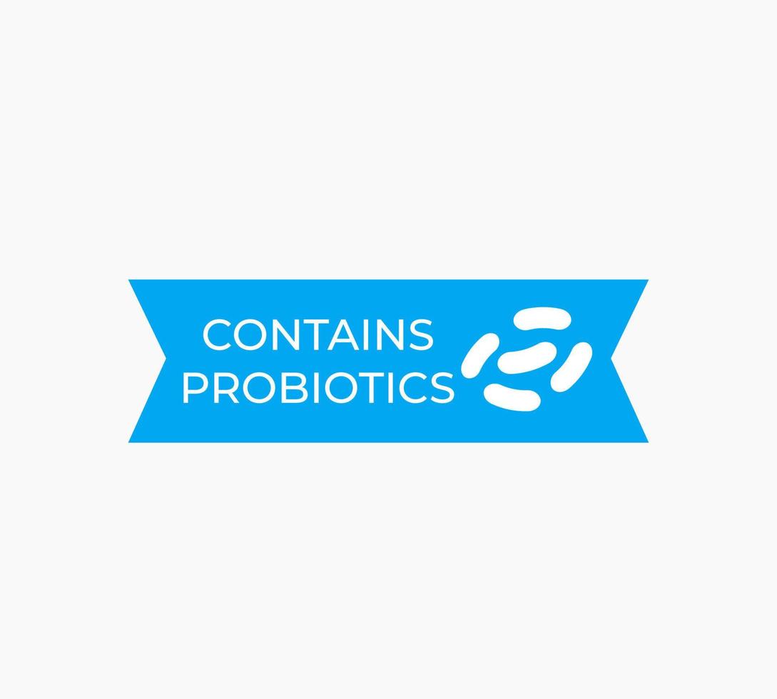 enthält blaues Etikett des Probiotika-Vektors vektor