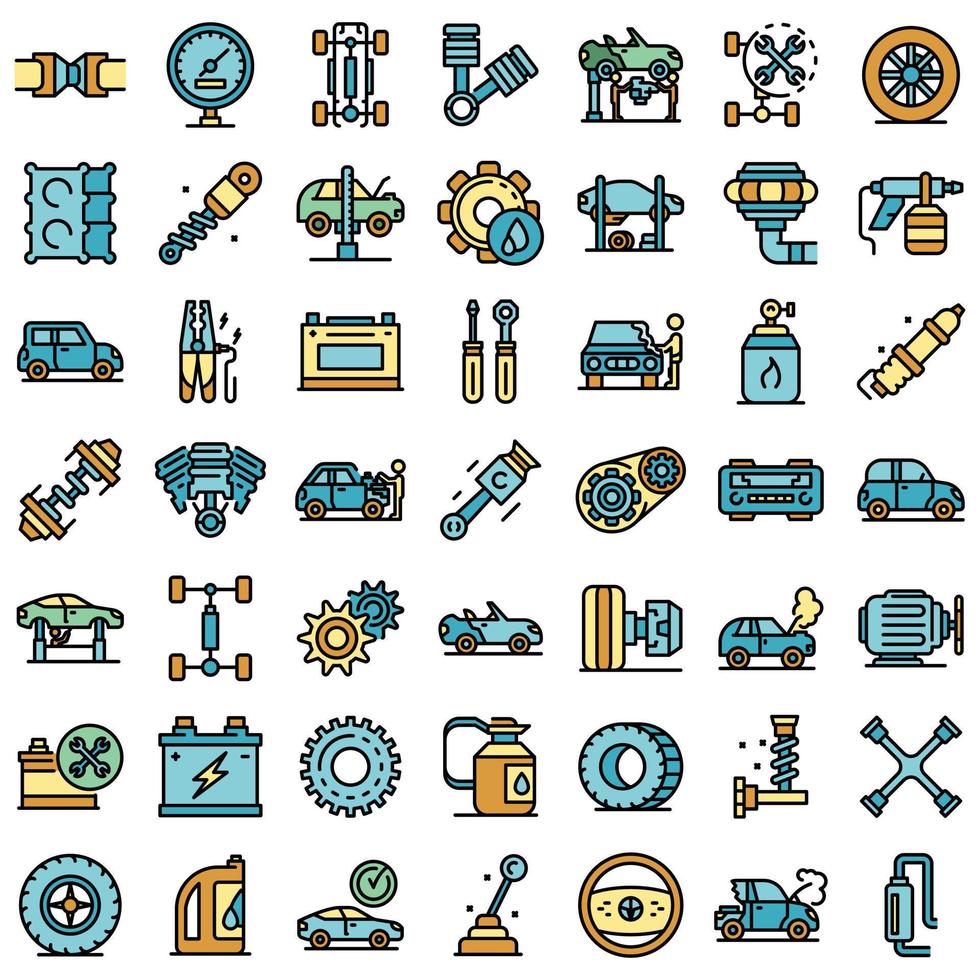 Automechaniker-Symbole setzen Vektor flach