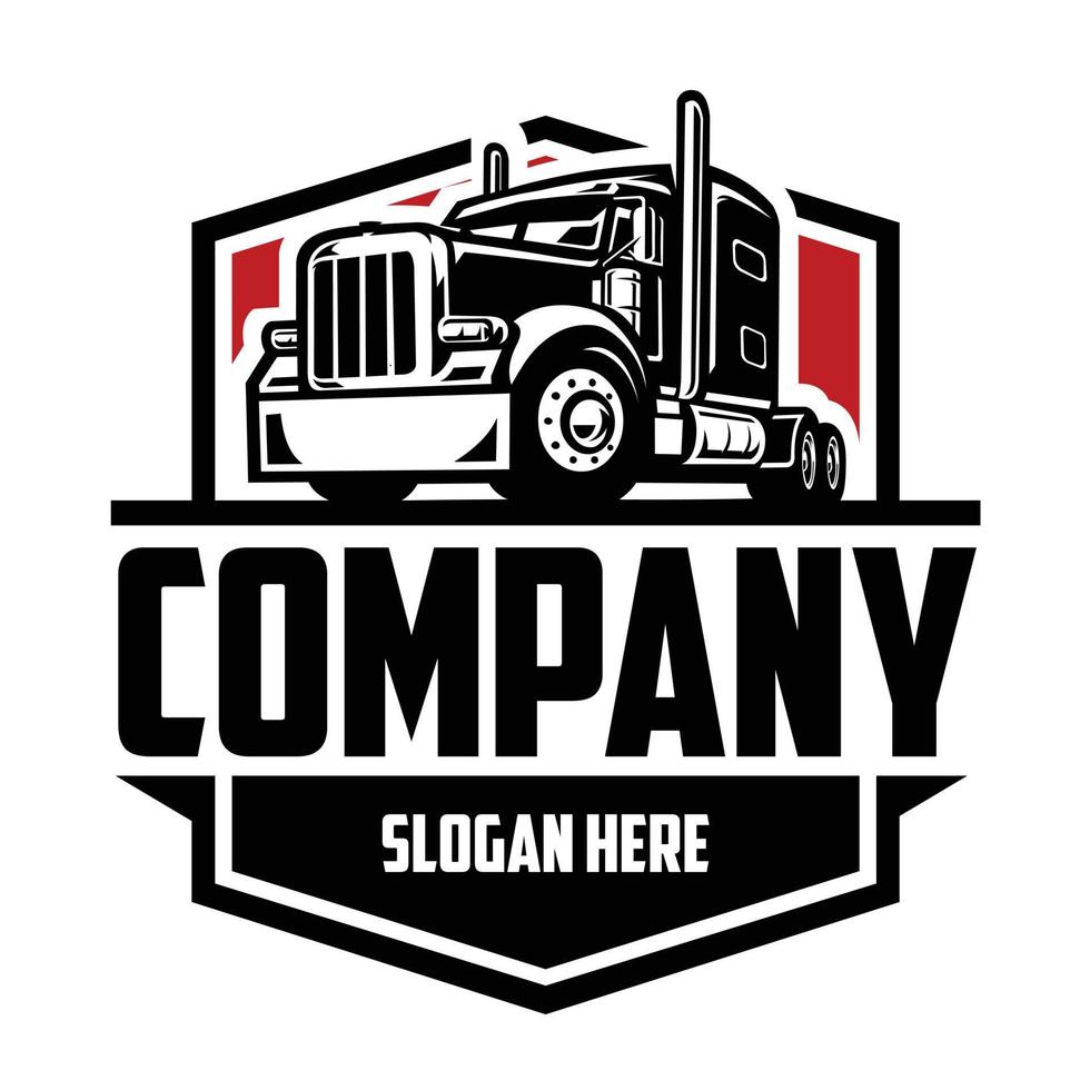 lastbilsföretag färdiga logotyp mall emblem set. semi lastbil 18 wheeler frakt badge logotyp vektor isolerade. perfekt logotyp för lastbils- och fraktbranschen