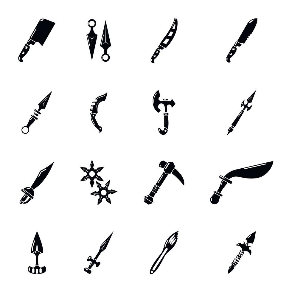 Symbole für Stahlwaffen-Elemente, einfacher Stil vektor