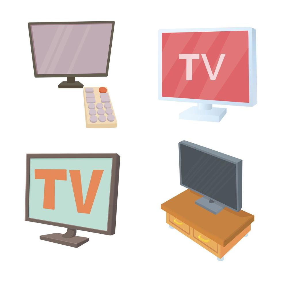 TV lcd ikonuppsättning, tecknad stil vektor