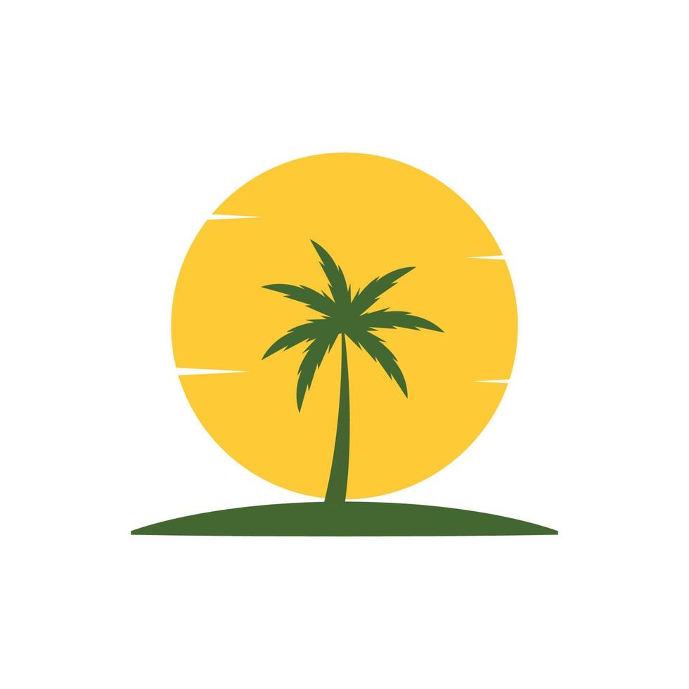 palmträd sommar illustration logotyp mall vektor design
