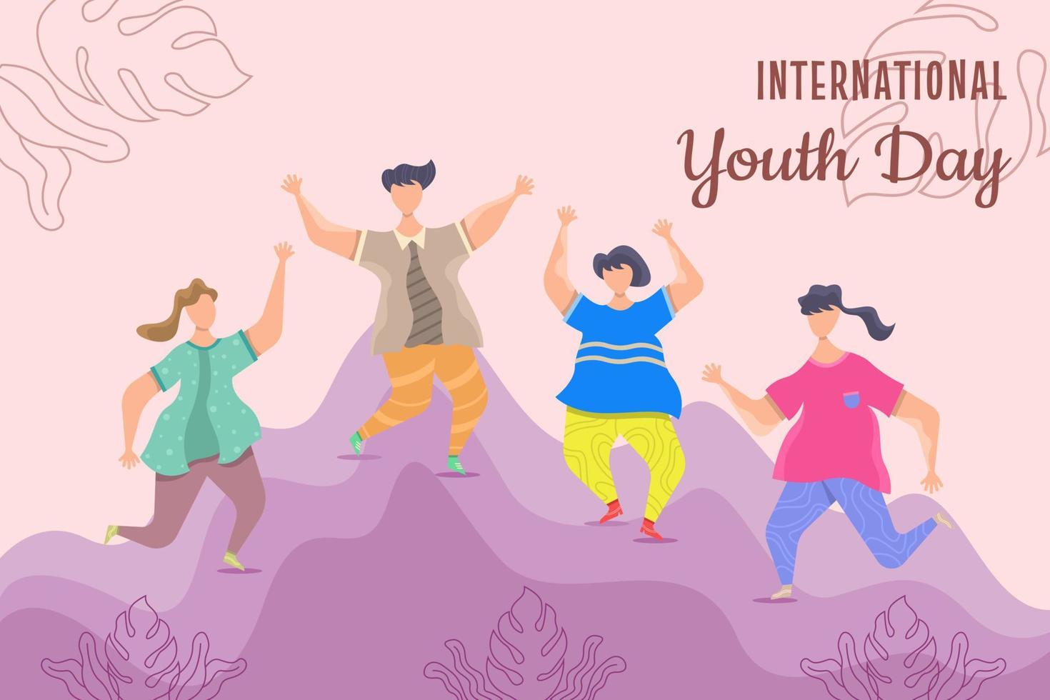 internationella ungdomsdagen platt illustration vektor