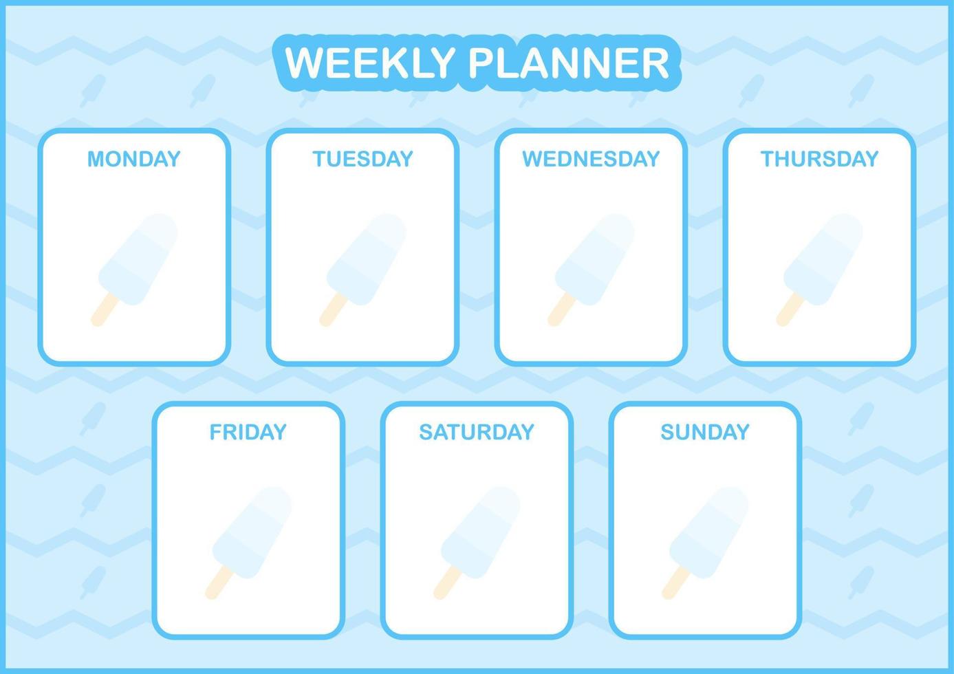 Tages- und Wochenplaner mit Eis vektor