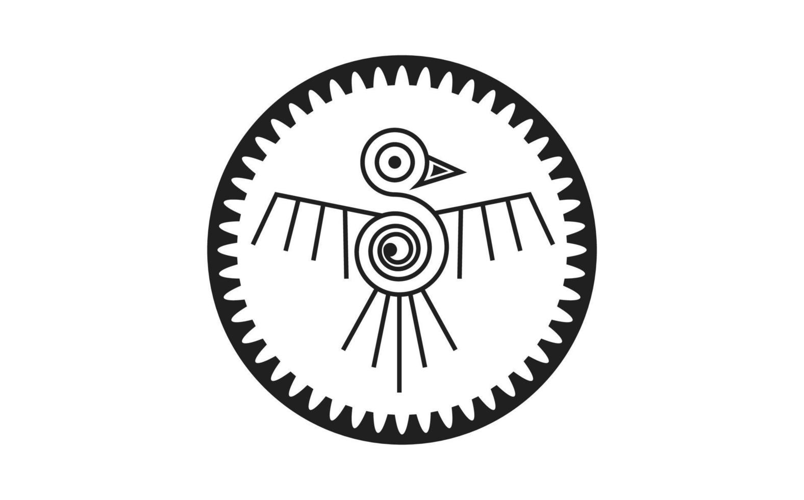 aztekisches Zeichen isoliert altes Religionssymbol. Vektor Maya fantastisches Tier Retro-Symbol. Totem der amerikanischen Kultur, Stammes-Ethno-Maskottchen mit Vogelkopf. Mexiko-Geschichtsmuster, indischer oder peruanischer Vogel