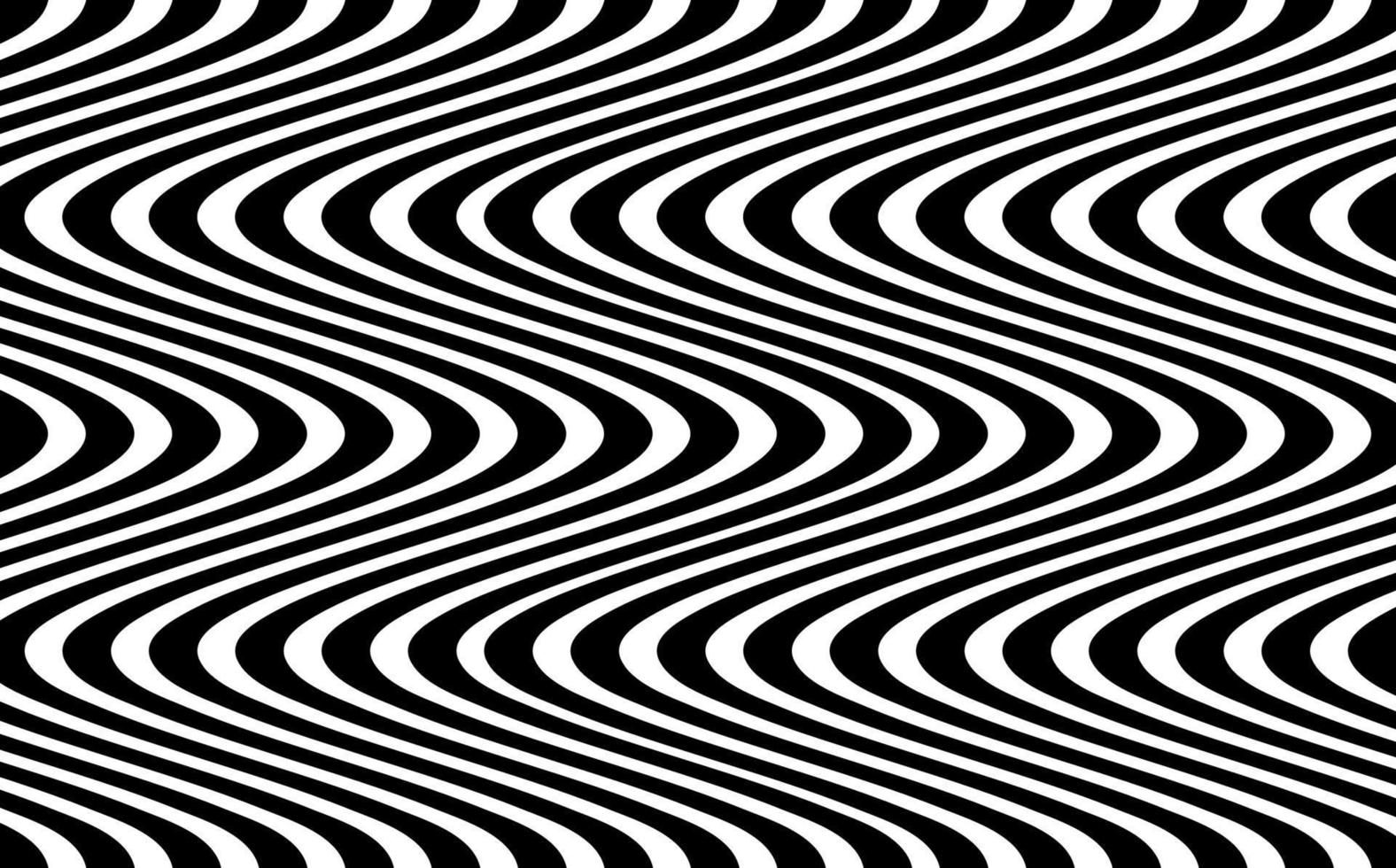 psychedelische Linien. abstraktes Muster. textur mit gewelltem banner, kurvenstreifen. Hintergrund der optischen Kunst. Welle Schwarz-Weiß-Design, Vektor-Illustration hypnotische Vorlage vektor