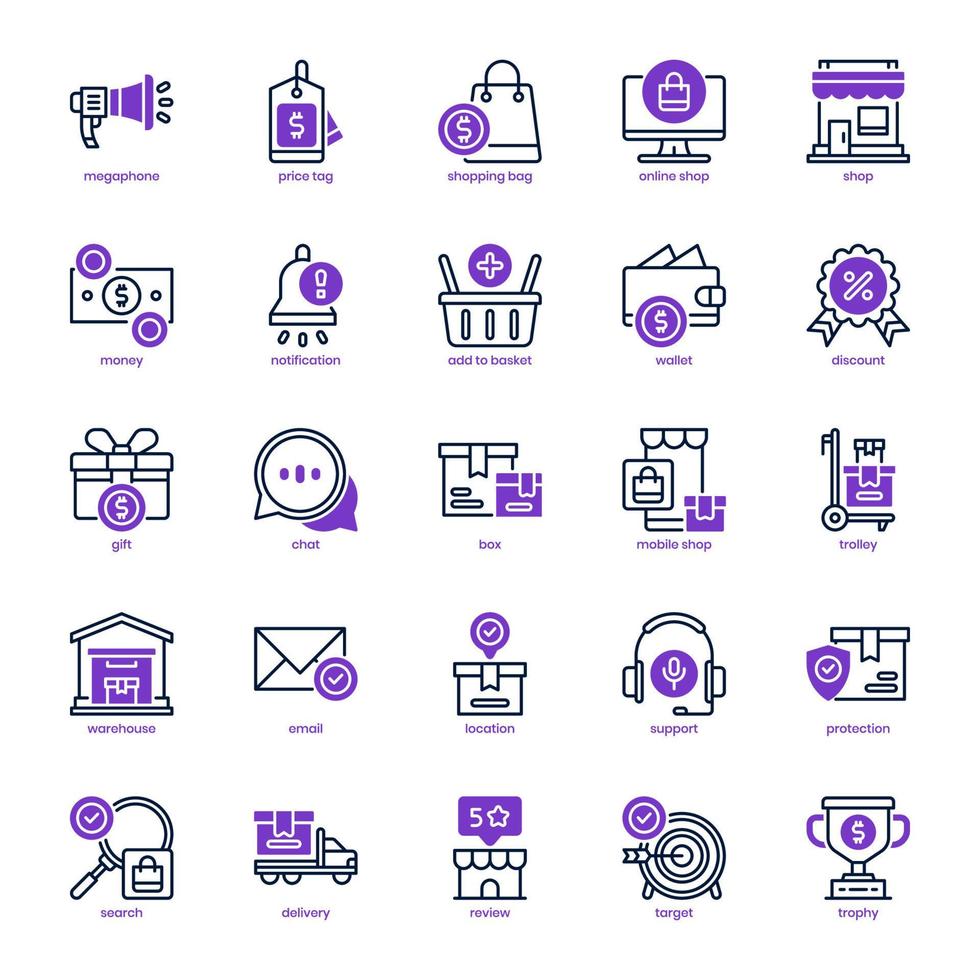 Marketplace-Icon-Pack für Ihr Website-Design, Logo, App, ui. Marktplatz-Icon-Mix-Linie und solides Design. Vektorgrafik-Illustration und editierbarer Strich. vektor