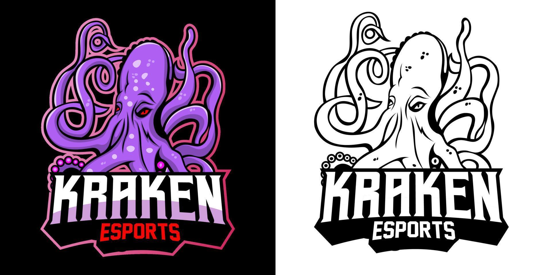 kraken esport logotyp maskot design vektor