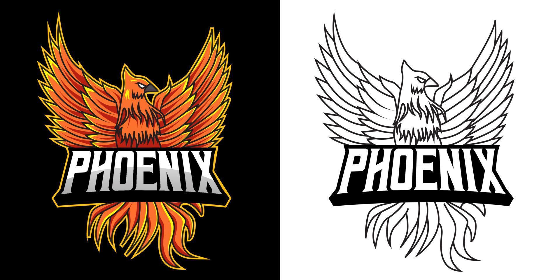 phoenix maskot esport logotypdesign vektor