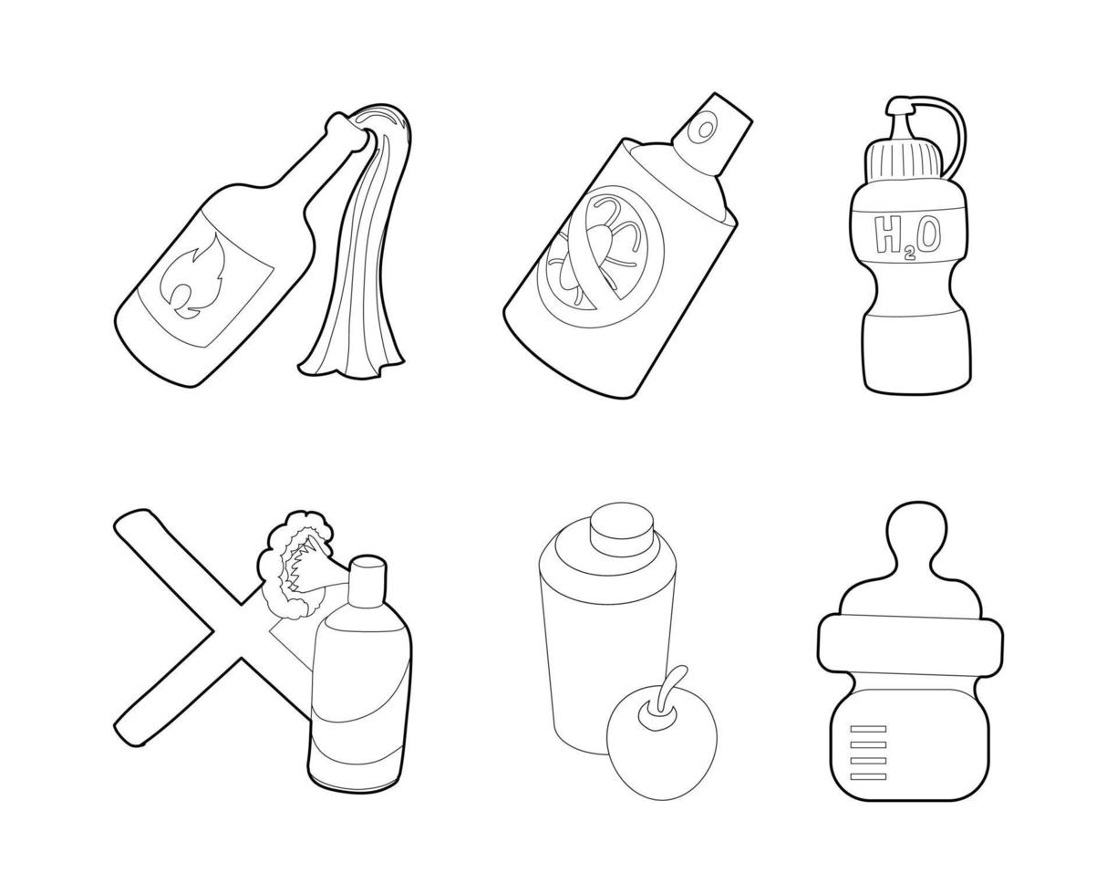 Flaschen-Icon-Set, Outline-Stil vektor