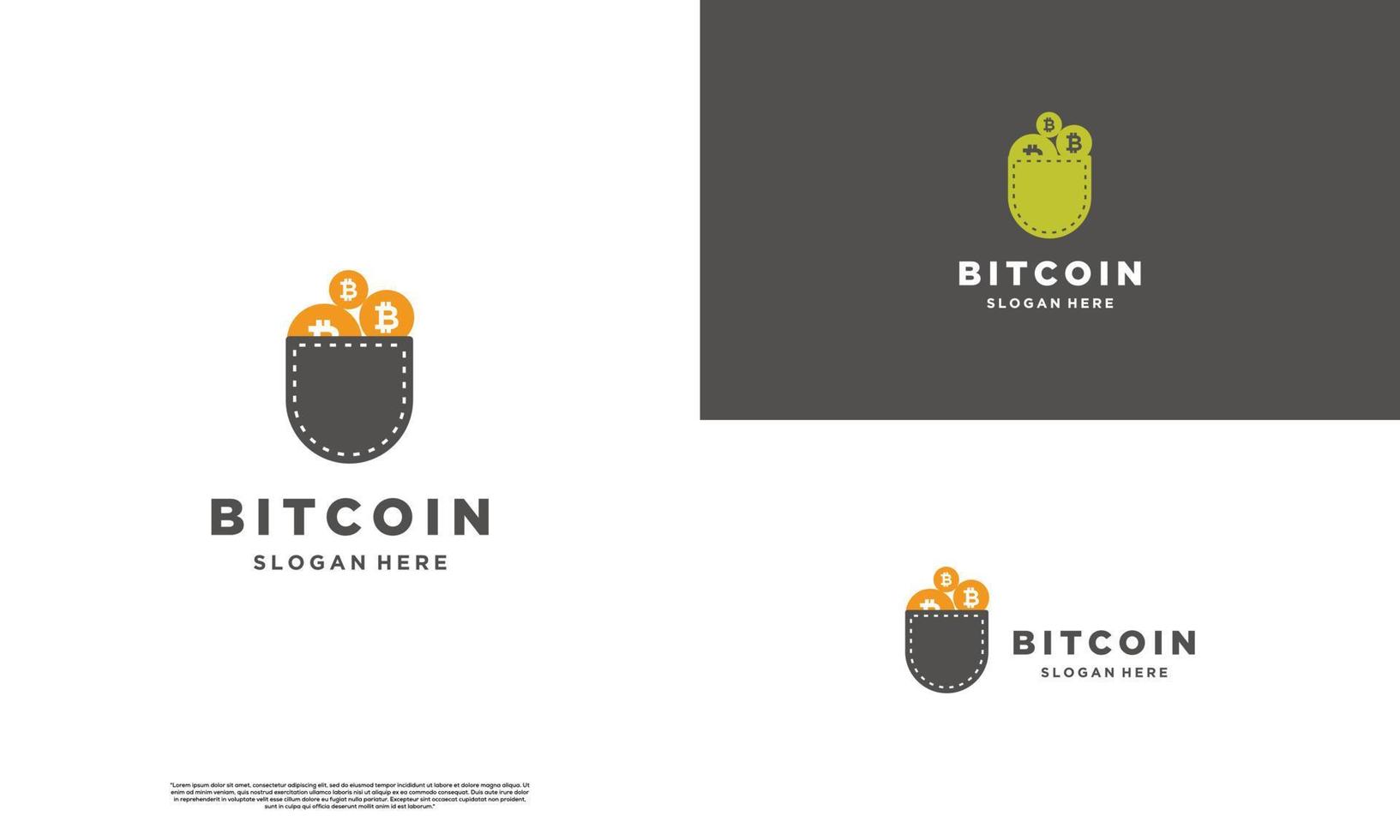 bitcoin i fickan logotyp design ikon mall vektor