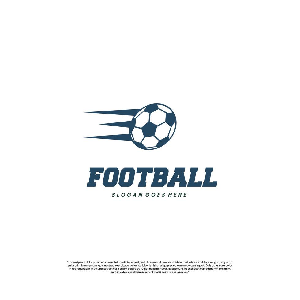 schnelles Ball-Logo-Design auf isoliertem Hintergrund, Fliegen-Fußball-Logo-Design-Icon-Vorlage vektor