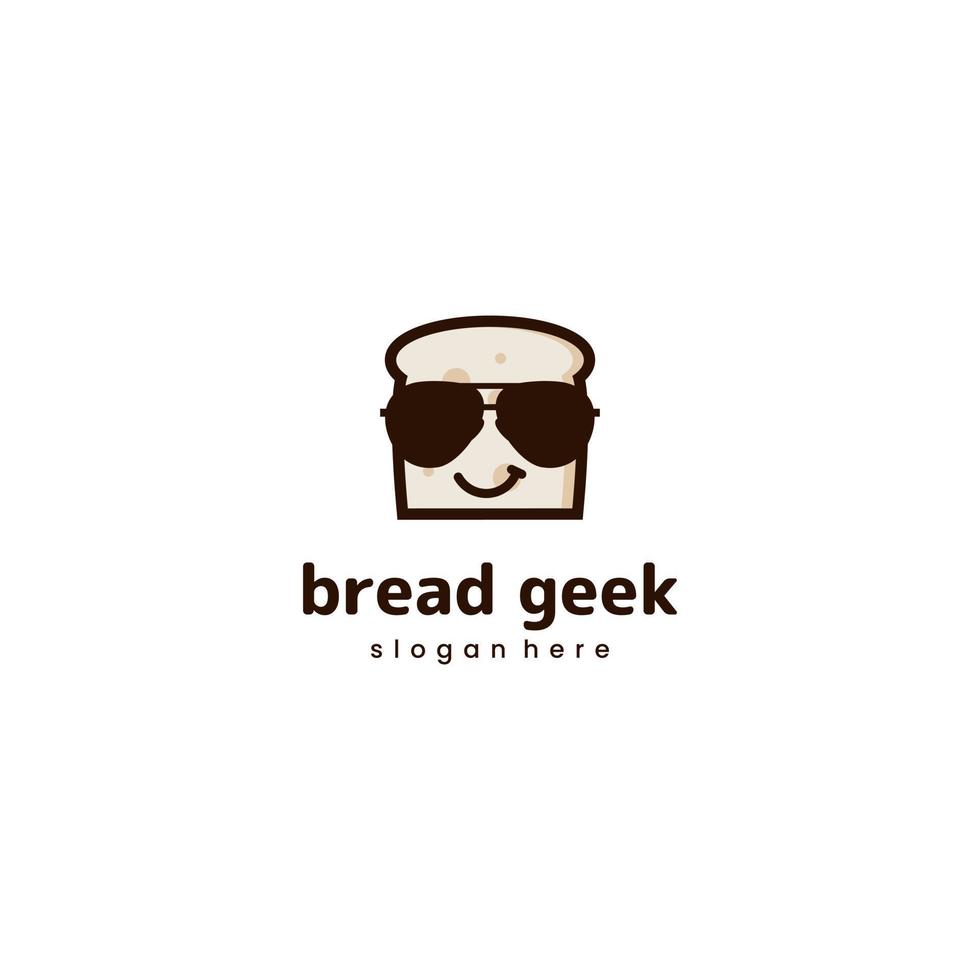 bröd geek logotyp, bröd med glasögon logotyp ikon vektor