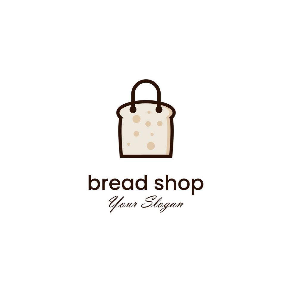 Design-Icon-Vorlage für das Logo des Brotladens, Brot kombinieren mit dem Logo der Einkaufstasche vektor