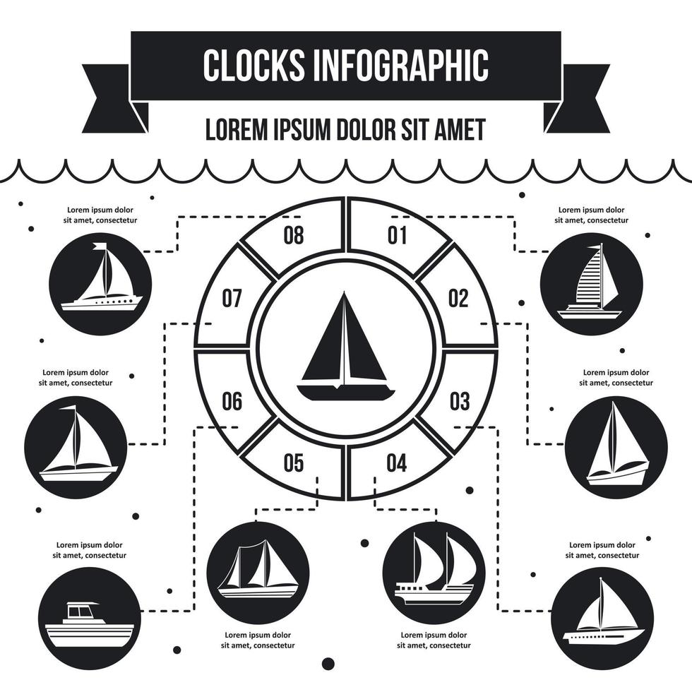 segelbåt infographic koncept, enkel stil vektor