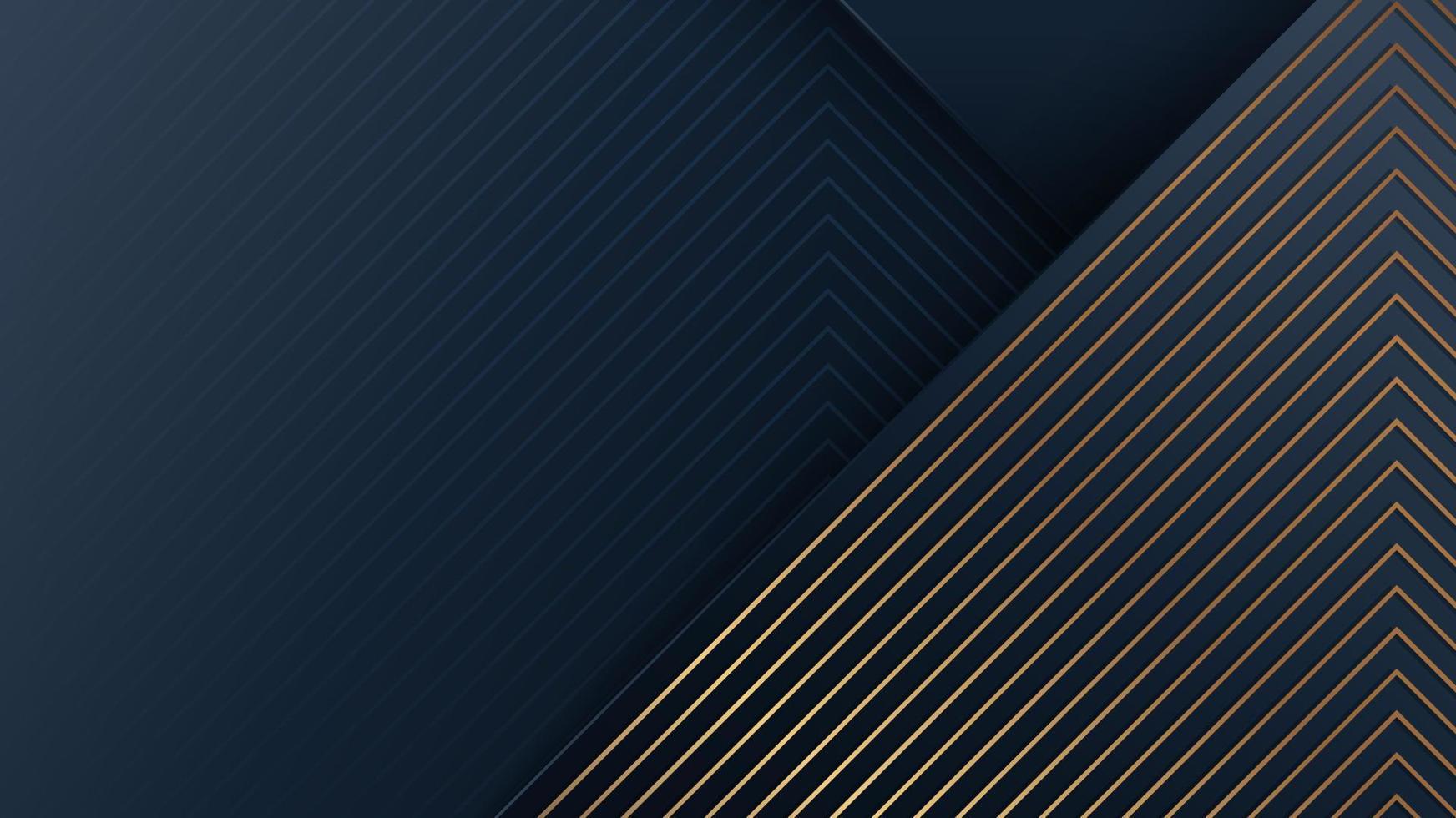 abstrakter moderner luxus hintergrund blaue streifen mit goldenen diagonalen linienmuster vektor
