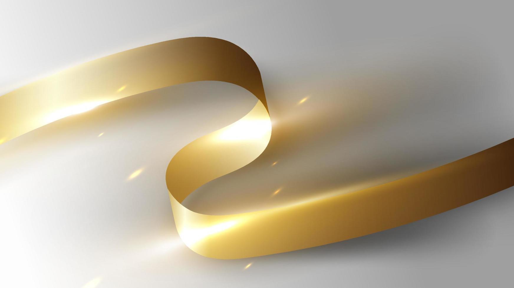 3d realistiska lyxiga gyllene bandrulleelement med ljuseffekt och skugga på vit bakgrund vektor