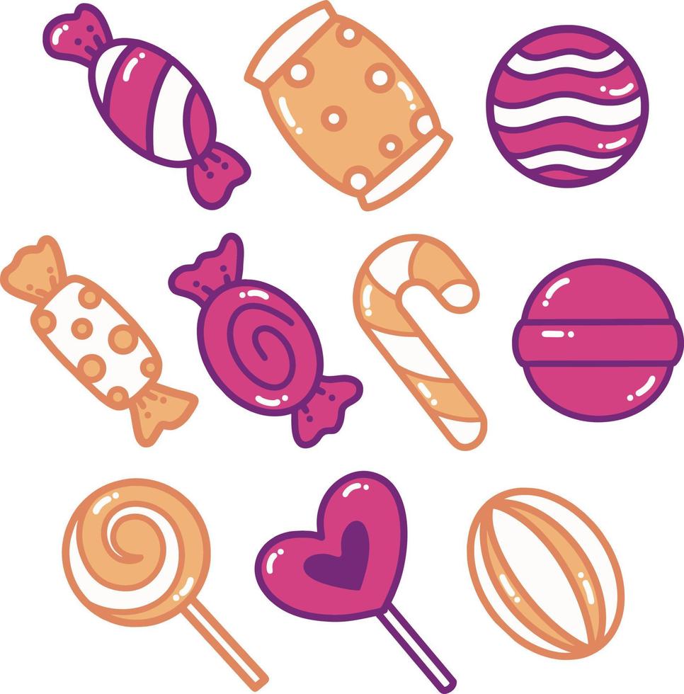 süße Süßigkeiten-Doodle-Illustration vektor