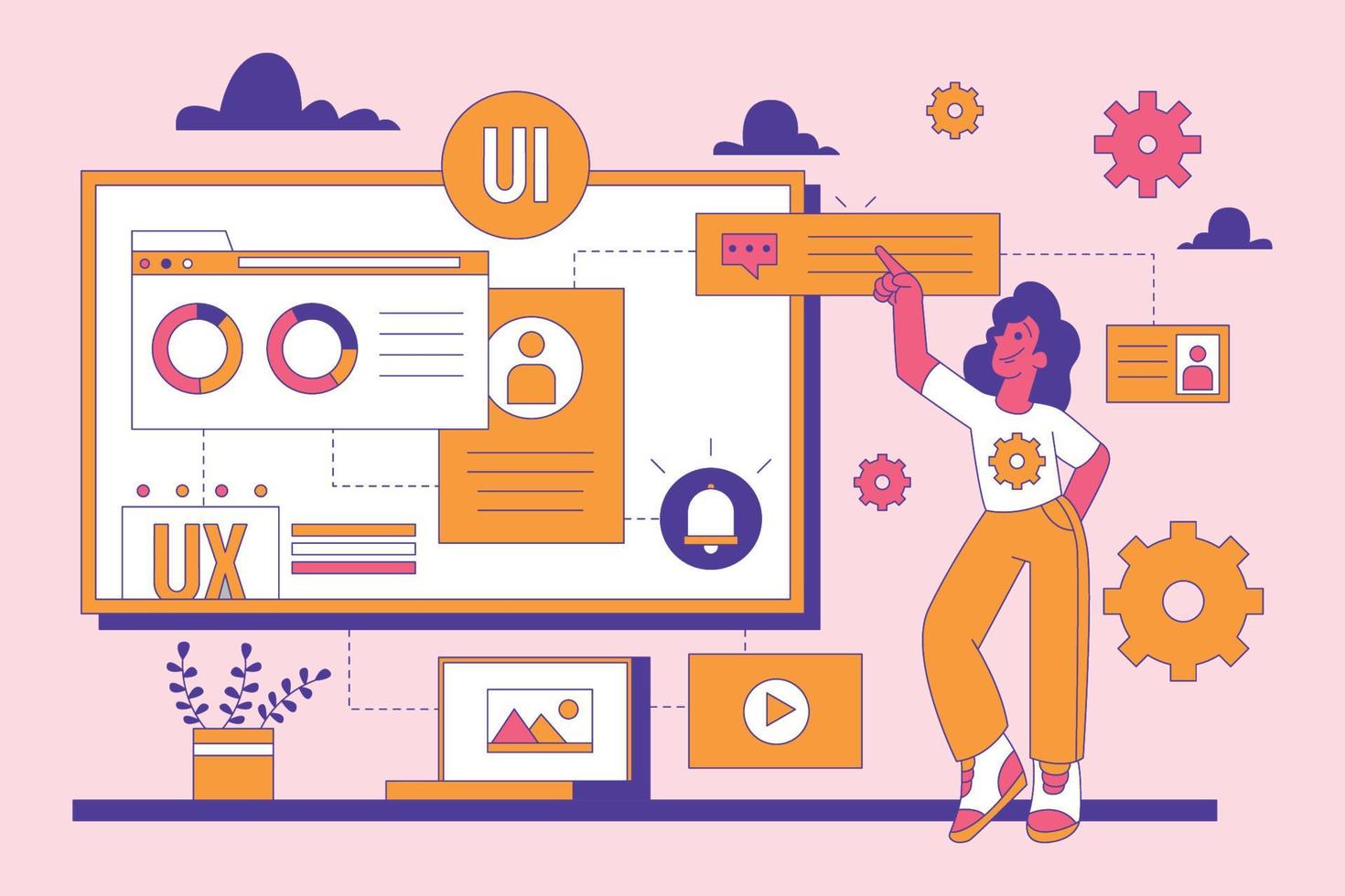 webentwicklung ui und ux flache illustration vektor