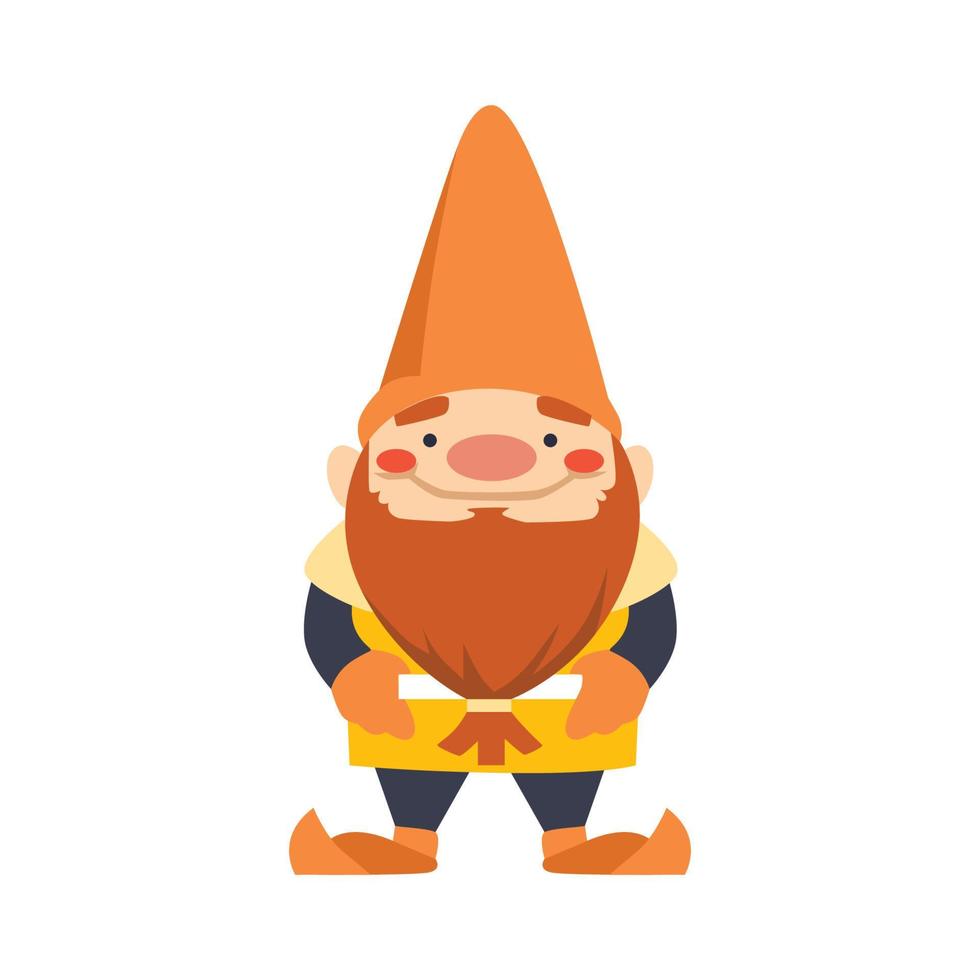 söt gnome karaktär leende platt vektorillustration vektor