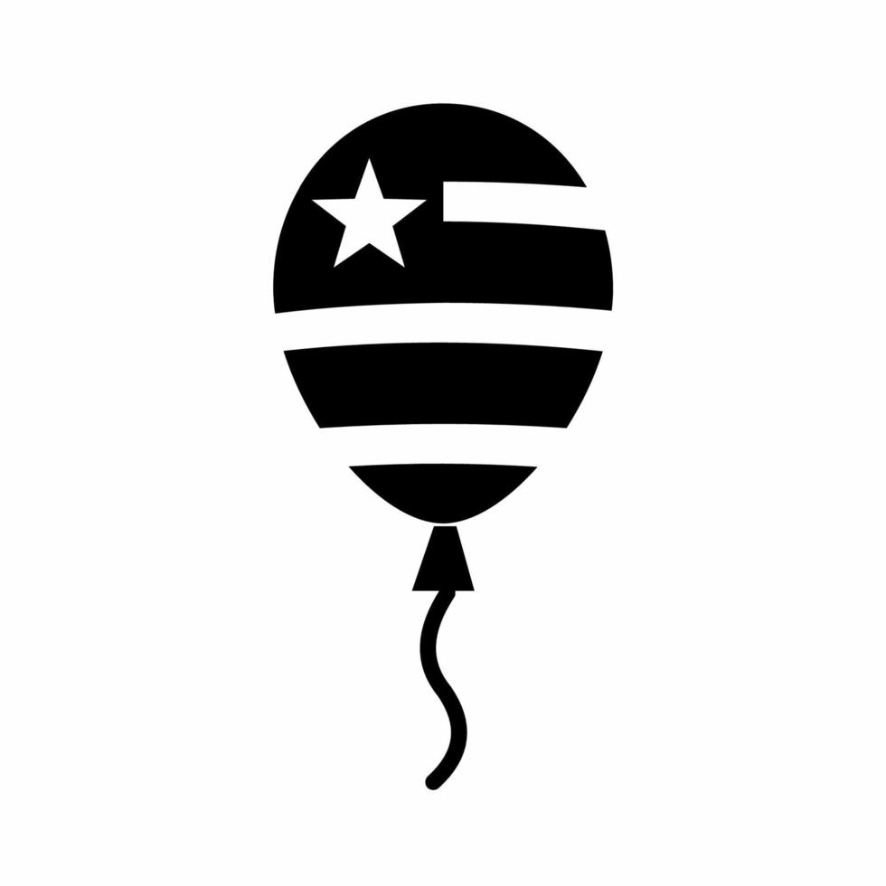 usa flagga ballong ikonen svart och vit stil vektor