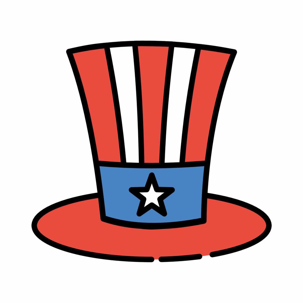 Uncle Sam Hut Symbol Flat Line Style vektor