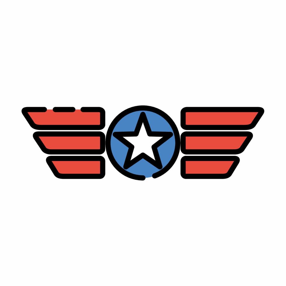 Usa-Flagge Flügel Emblem Symbol flache Linienart vektor