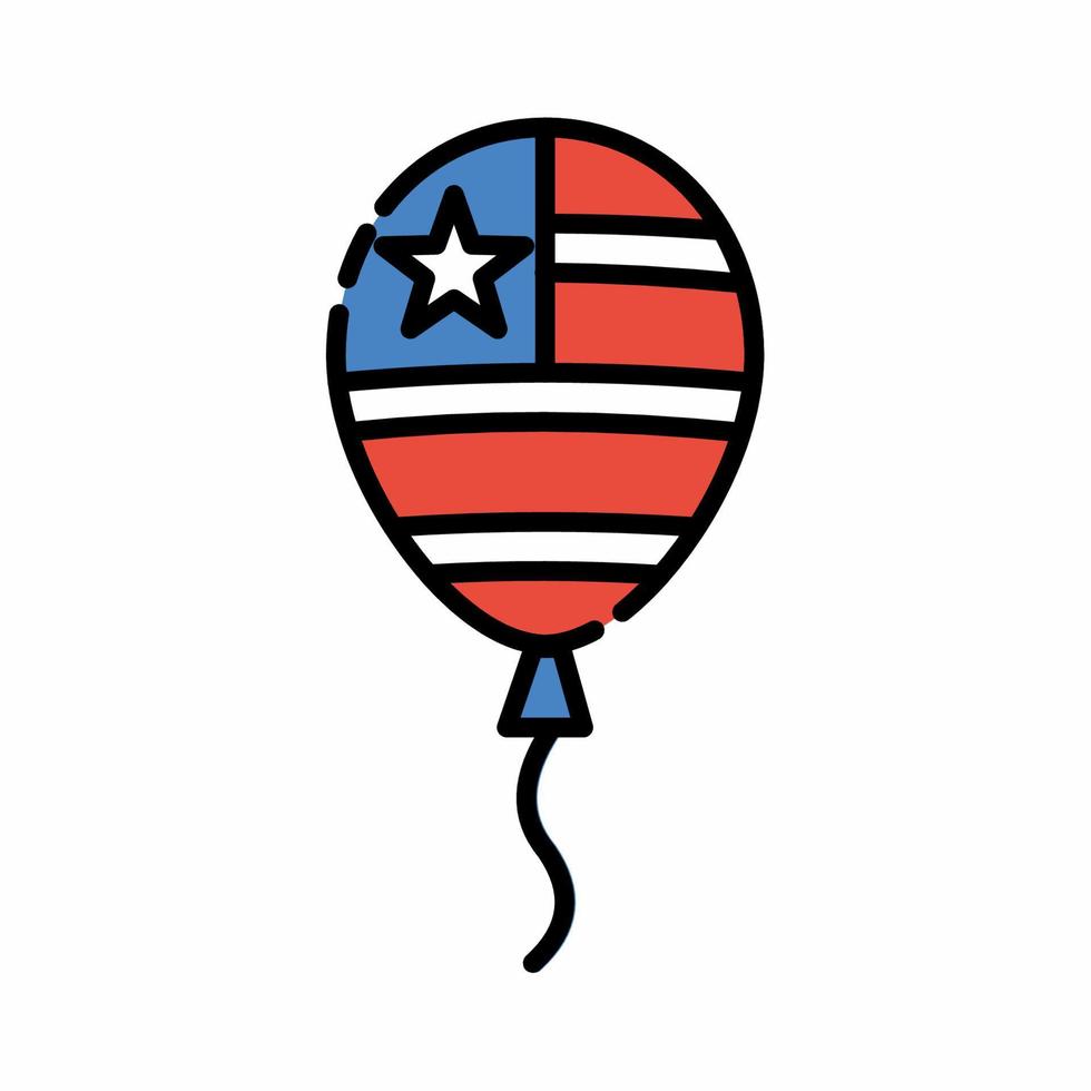 USA flagga ballong ikon platt linje stil vektor