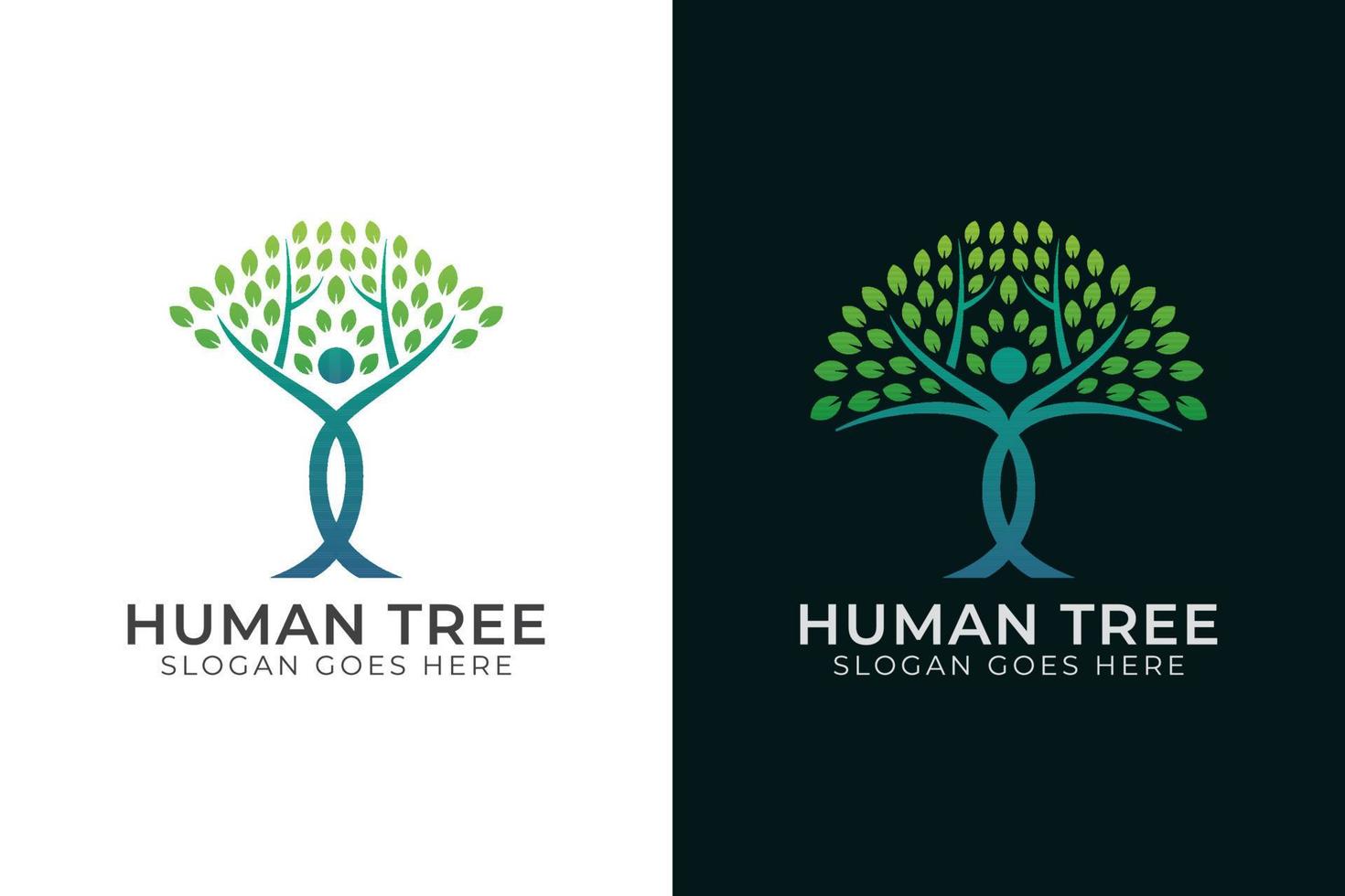 Logo-Icon-Illustration für natürliche Heilung des menschlichen Baums mit zwei Versionen vektor