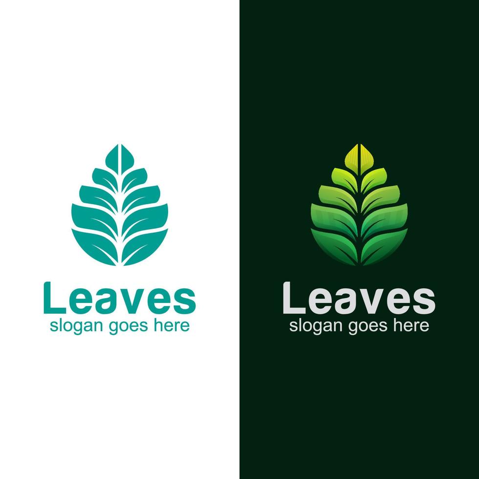modern logotypdesign av gröna löv som växer, löv droppe symbol ikon illustration vektor