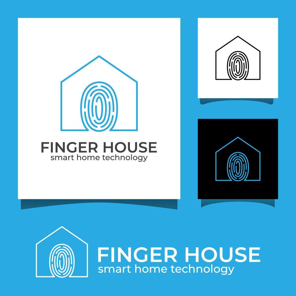 linjekonst logotyp för finger house, smart hem logotyp design vektor