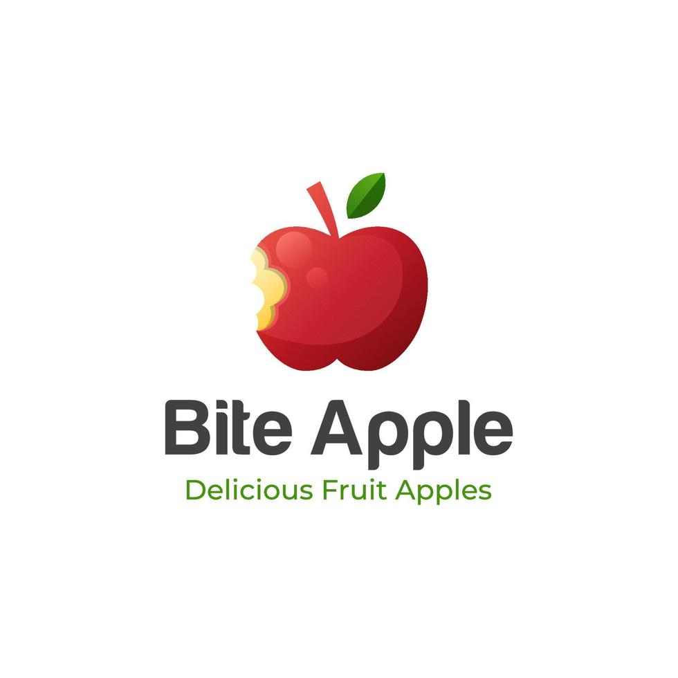 söt bite äpple frukt logotyp design vektor