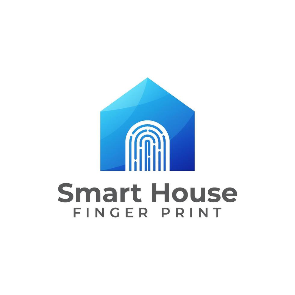 Technologie Smart House kombiniert Fingerabdruck-Logo-Design vektor