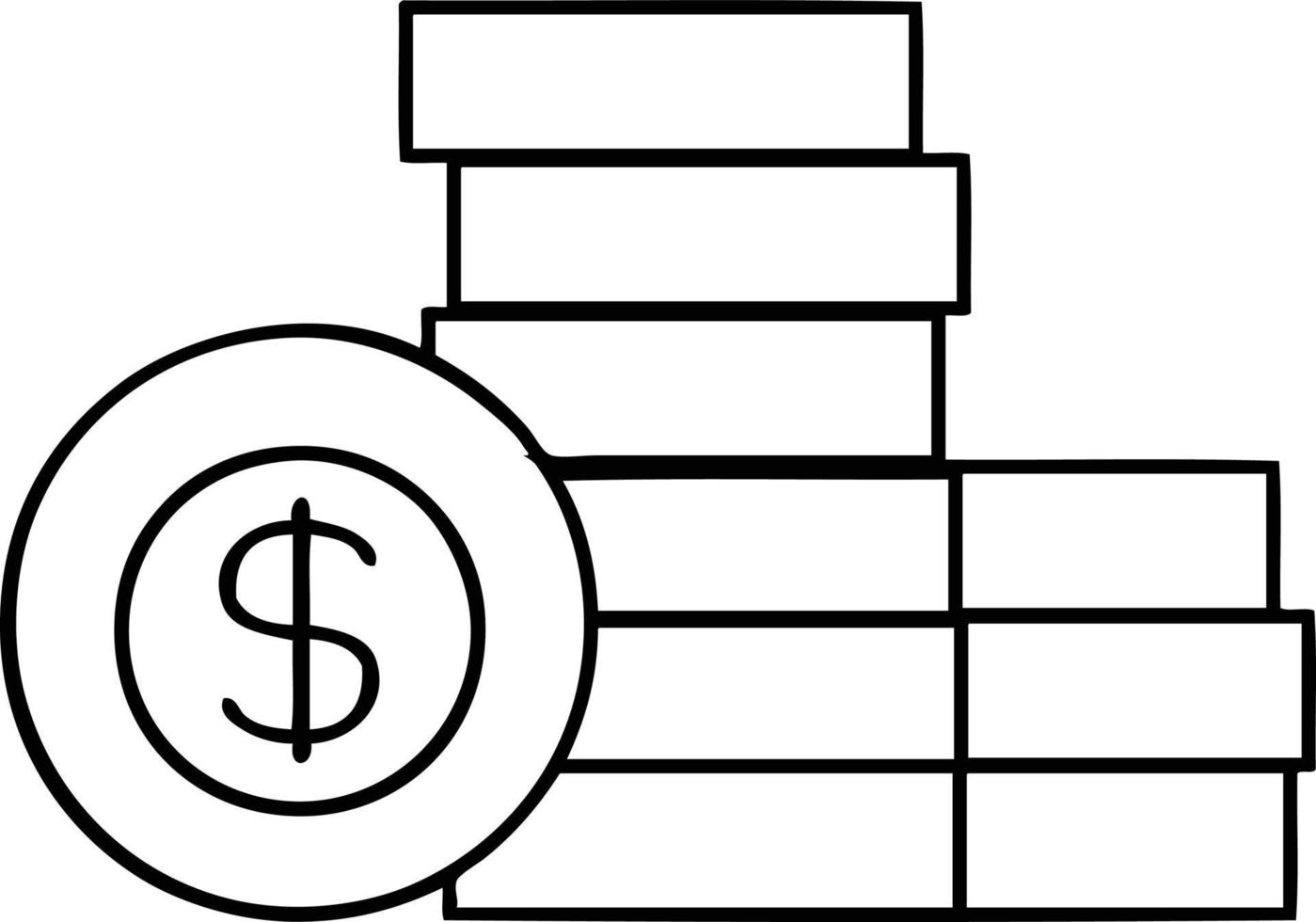 Strichzeichnung Cartoon Haufen Geld vektor