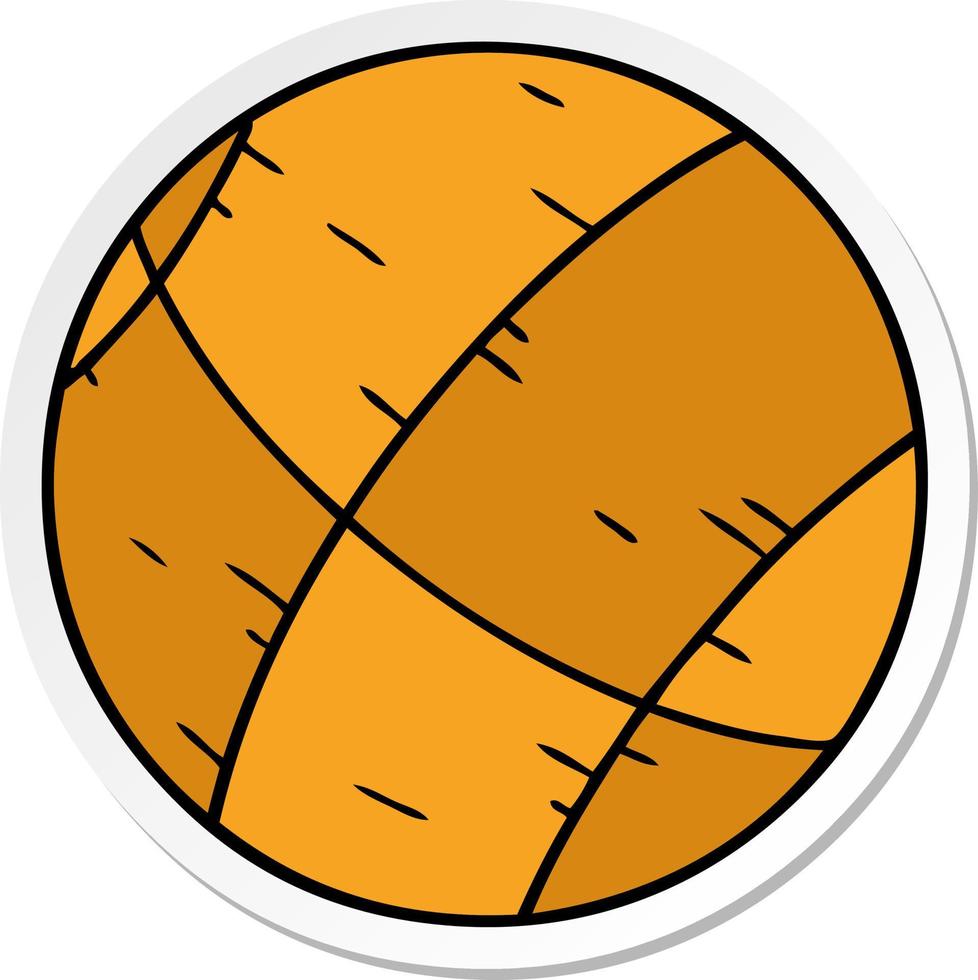 Aufkleber-Cartoon-Doodle eines Basketballs vektor