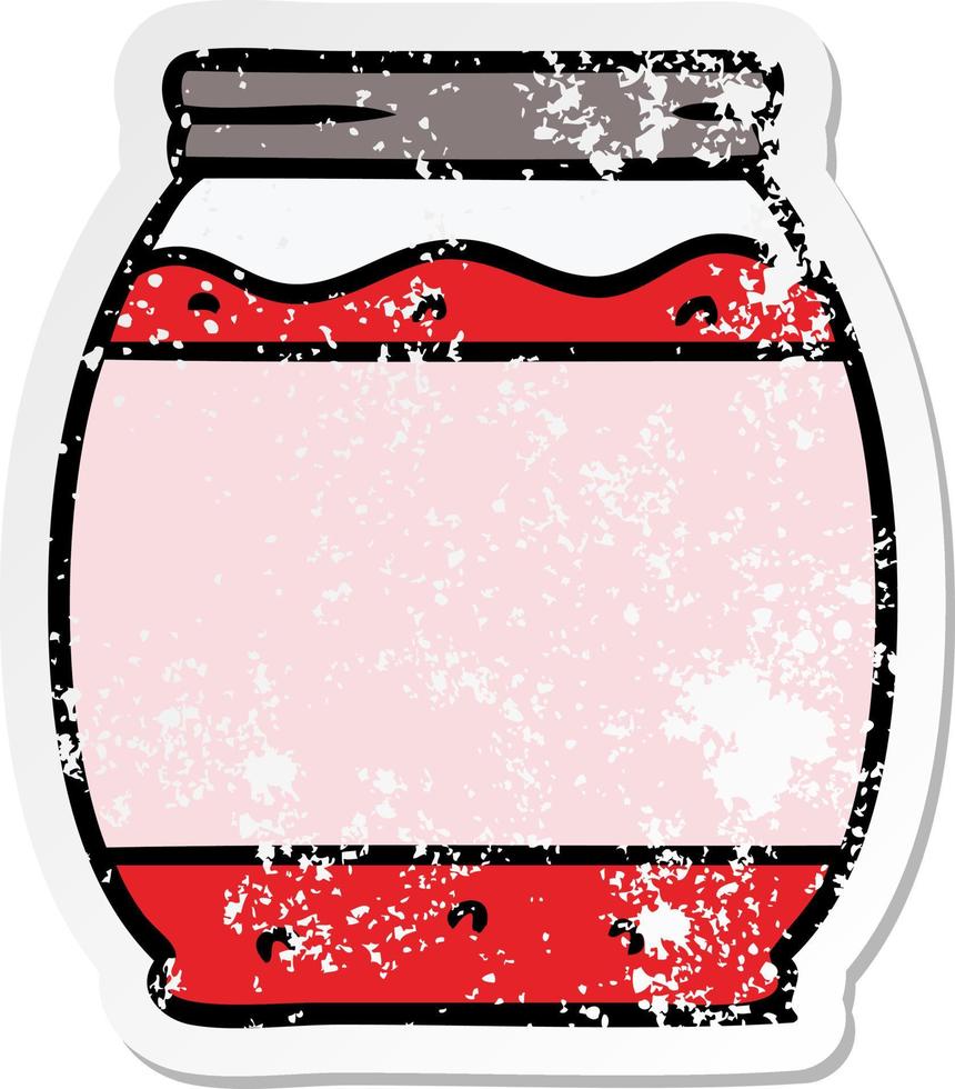 Distressed Sticker Cartoon Doodle einer Erdbeermarmelade vektor