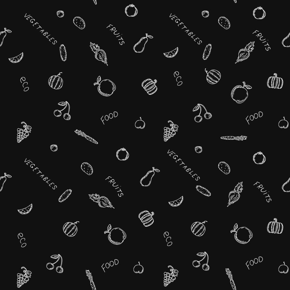 sömlösa matmönster. doodle mönster med mat ikoner. mat bakgrund vektor