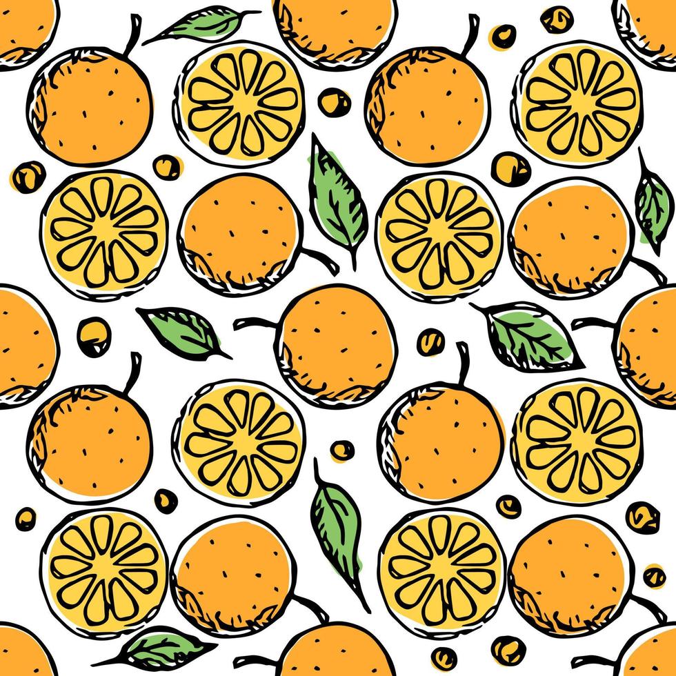 sömlös orange mönster. färgad orange frukt bakgrund vektor