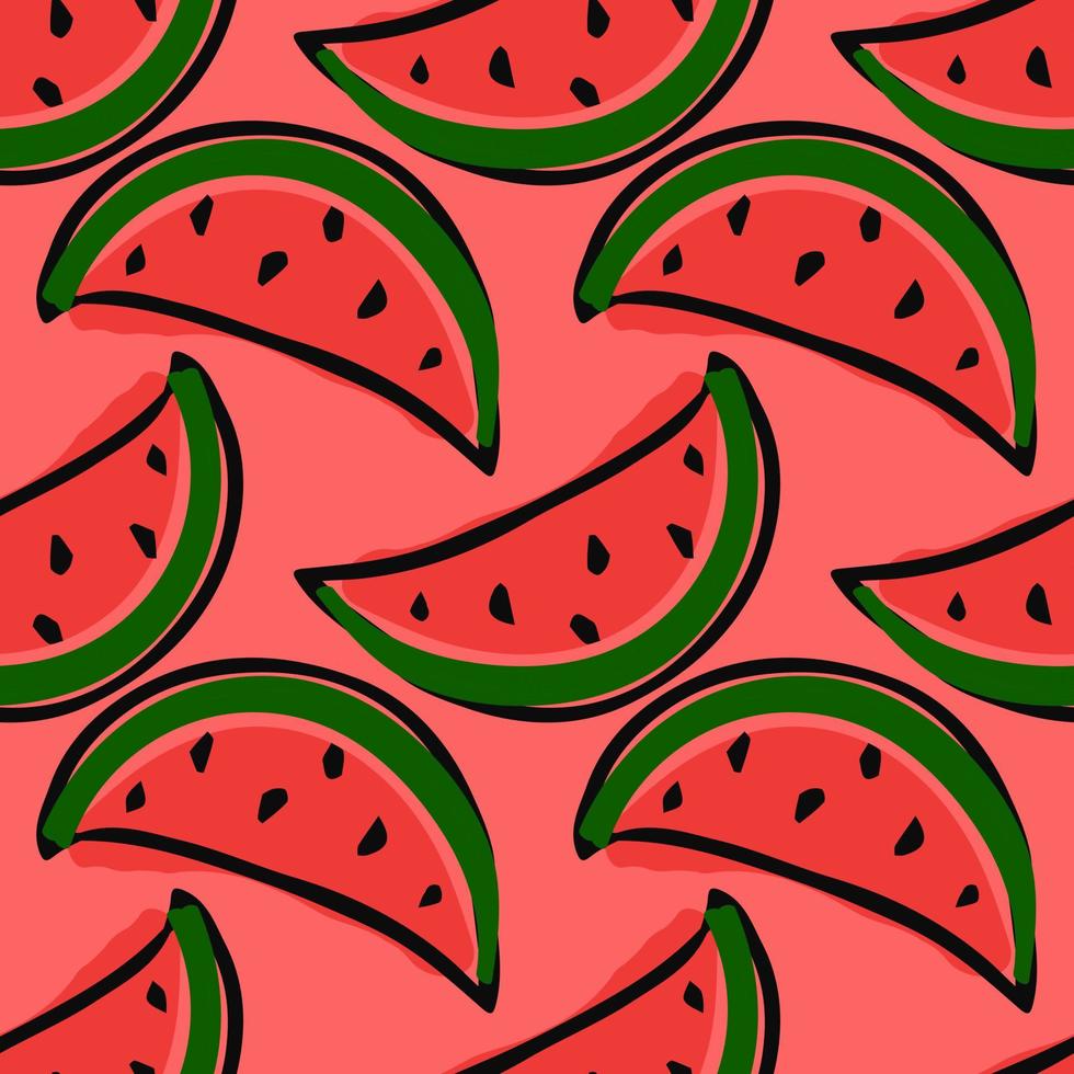 Nahtloses Wassermelonenmuster. Vektor-Doodle-Illustration mit Wassermelone. Muster mit roter Wassermelone vektor