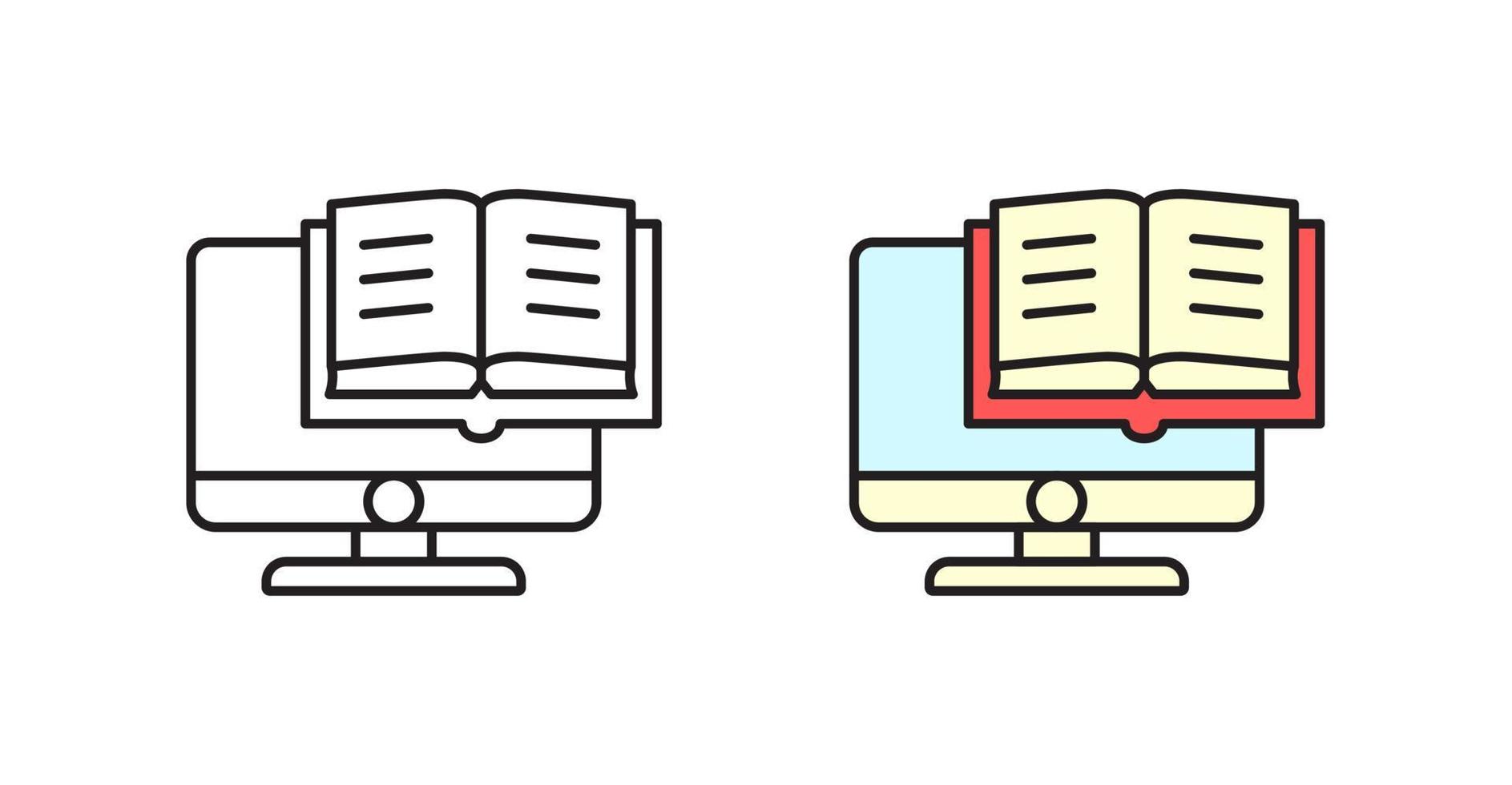 Symbol für Online-Bildung. Computer und Buch. Vektor-Illustration. vektor