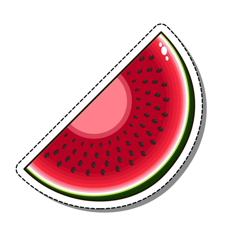 vattenmelon klistermärke isolerad på en vit bakgrund, vektorillustration. vektor