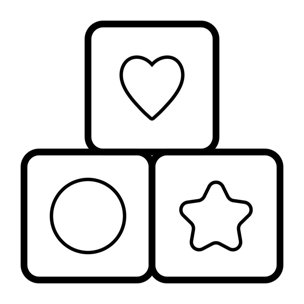 Würfel. Baby-Symbol auf weißem Hintergrund, Linienvektordesign. vektor