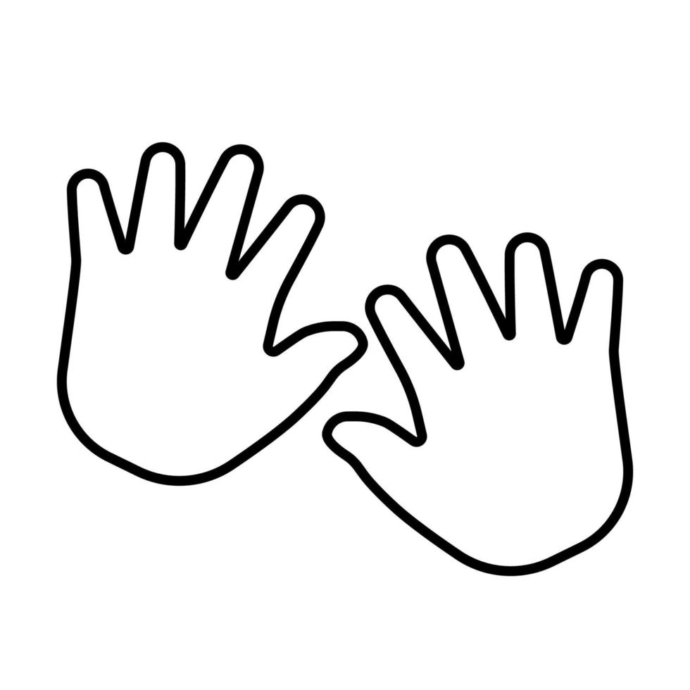 Handabdrücke. Baby-Symbol auf weißem Hintergrund, Linienvektordesign. vektor