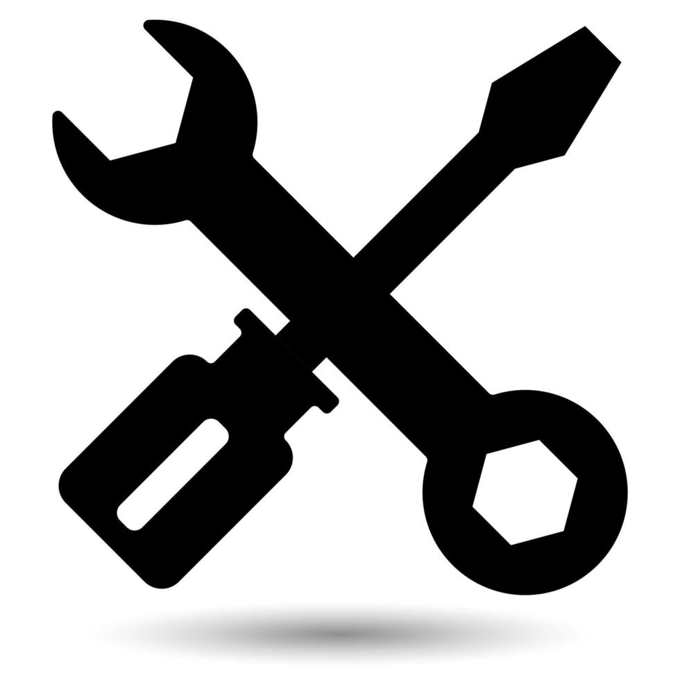 Schraubendreher, Schraubenschlüssel-Symbol isoliert auf weißem Hintergrund. vektor