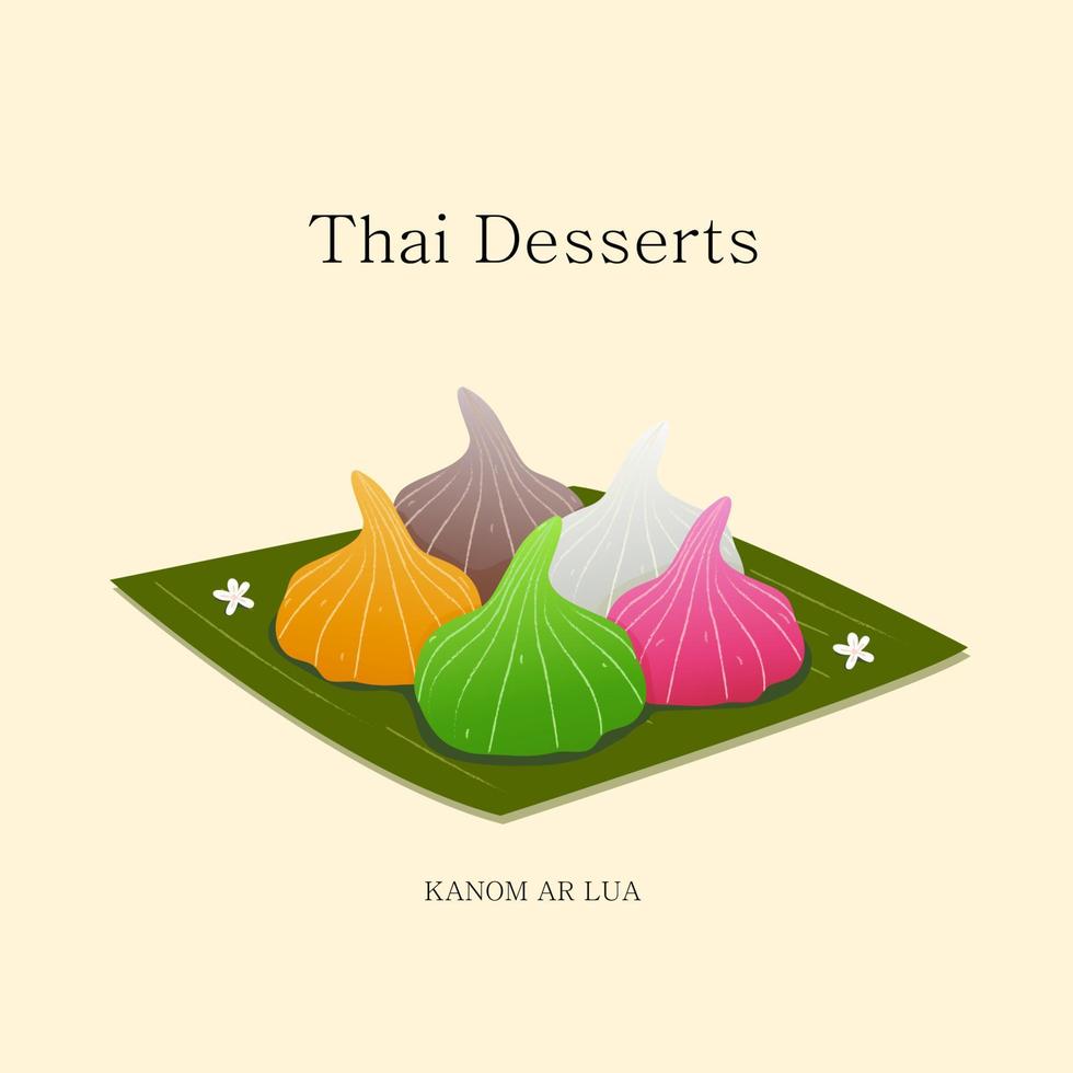 Vektor-Illustration Thai-Dessert mit Kokosnuss und Eigelb und Zucker. Vektor eps 10