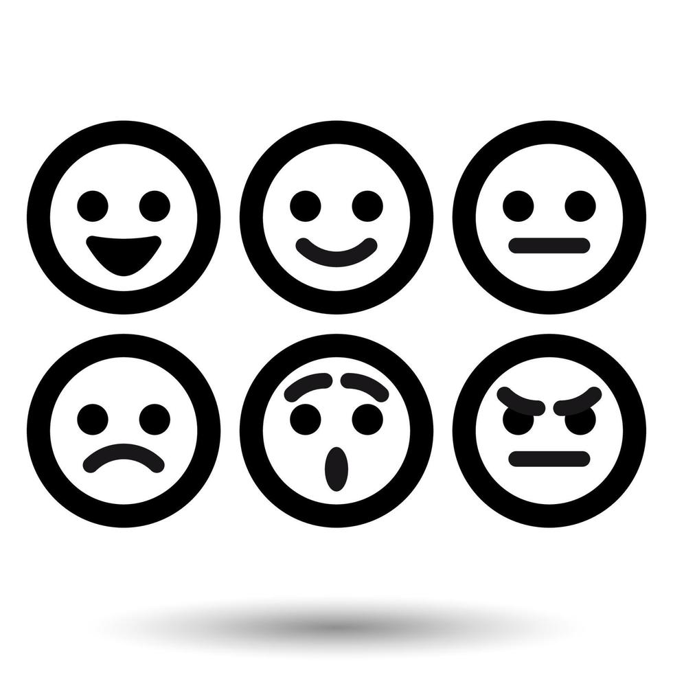 Emoji-Emoticon-Symbol für Service-Feedback, isoliert auf weißem Hintergrund. vektor