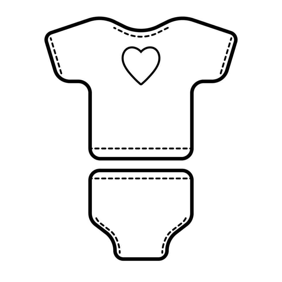 T-Shirt. Höschen. Baby-Symbol auf weißem Hintergrund, Linienvektordesign. vektor